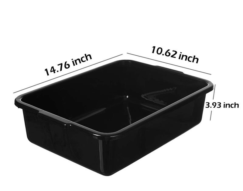 ZHENFAN 4-Pack Commercial Bus Tubs 8 Litre, Black Plastic Bus Box/Tote, Bus Wash Dish Basin Pans - Image 2
